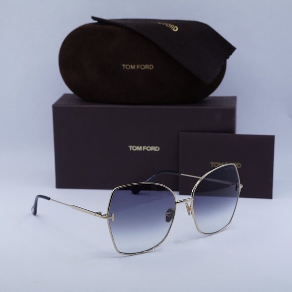 Tom Ford Farah FT0951 28B Sunglasses Gold Butterfly Frame, Smoke Lenses